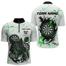 Load image into Gallery viewer, White Grunge Wolf Dart Shirt &amp; Pocket Option Custom Men&#39;s Dart Jersey|Green TDM5442