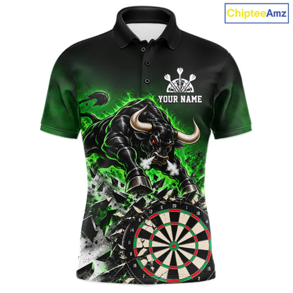 Green Funny Crack Dartboard Bull Darts Shirt For Men Custom Darts League Team Jersey Polo, 1/4 Zip TDM7859