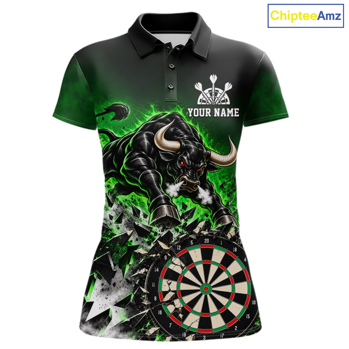 Green Funny Crack Dartboard Bull Darts Shirt For Women Custom Darts League Team Jersey Polo, 1/4 Zip TDM7859