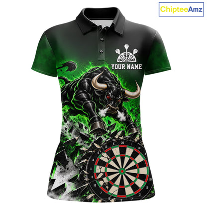 Green Funny Crack Dartboard Bull Darts Shirt For Women Custom Darts League Team Jersey Polo, 1/4 Zip TDM7859