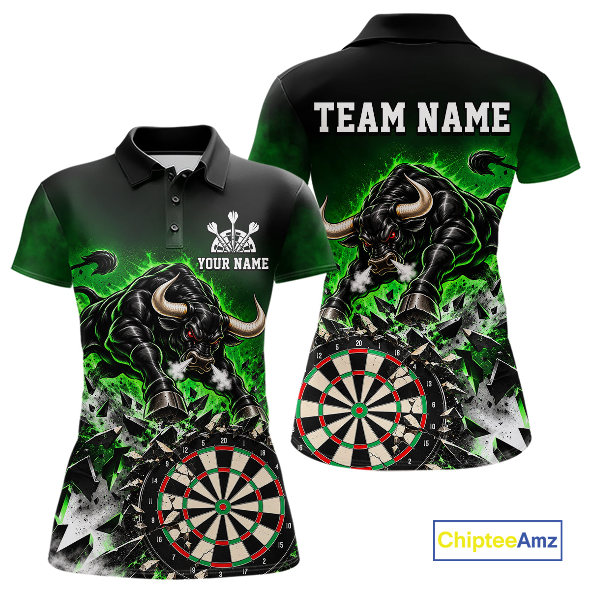 Green Funny Crack Dartboard Bull Darts Shirt For Women Custom Darts League Team Jersey Polo, 1/4 Zip TDM7859