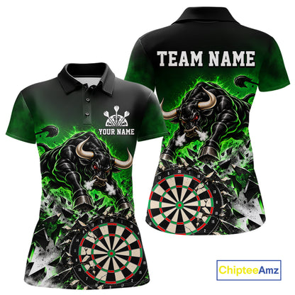 Green Funny Crack Dartboard Bull Darts Shirt For Women Custom Darts League Team Jersey Polo, 1/4 Zip TDM7859
