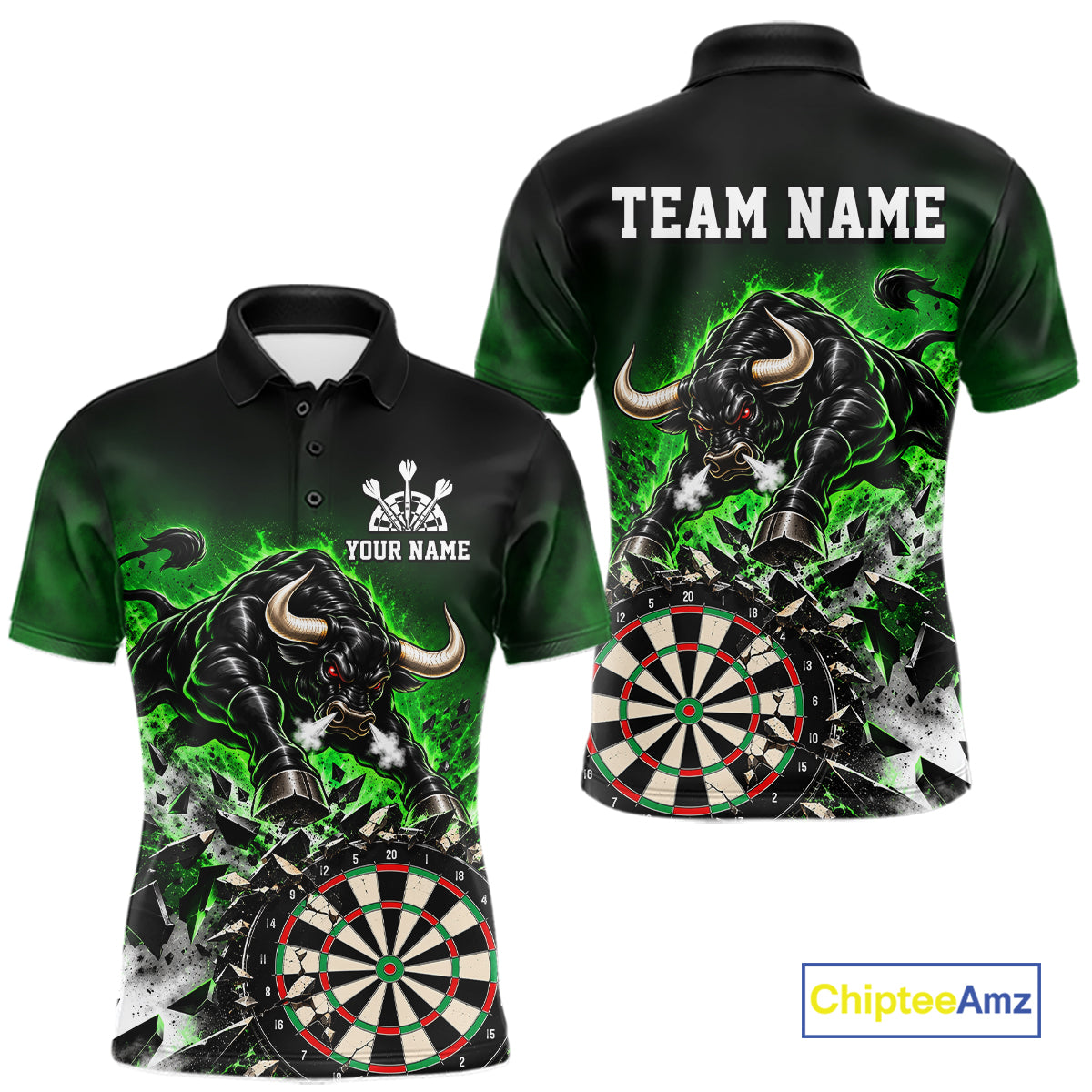 Green Funny Crack Dartboard Bull Darts Shirt For Men Custom Darts League Team Jersey Polo, 1/4 Zip TDM7859