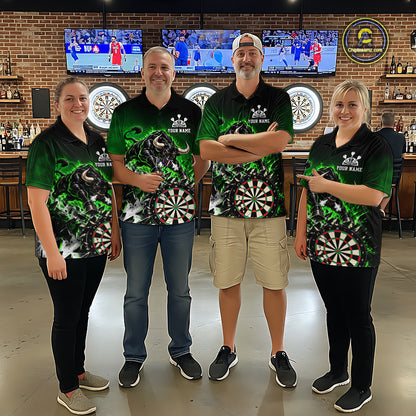 Green Funny Crack Dartboard Bull Darts Shirt For Women Custom Darts League Team Jersey Polo, 1/4 Zip TDM7859