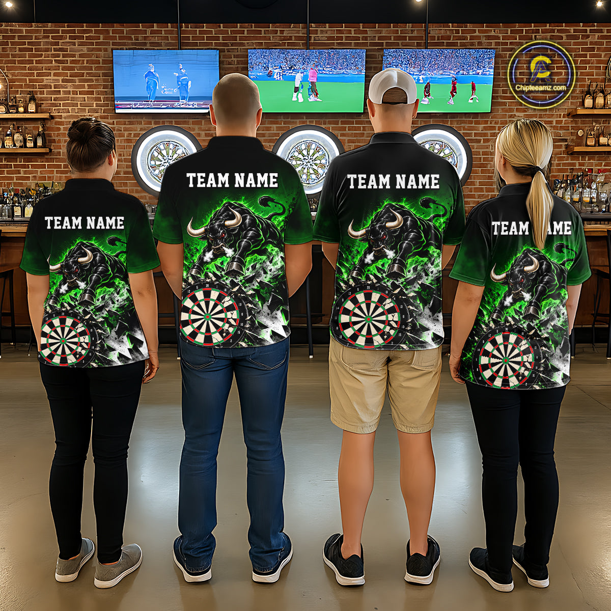 Green Funny Crack Dartboard Bull Darts Shirt For Women Custom Darts League Team Jersey Polo, 1/4 Zip TDM7859