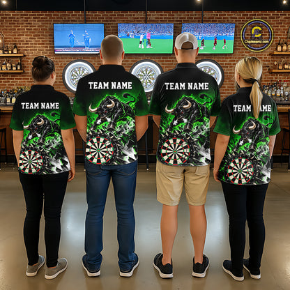 Green Funny Crack Dartboard Bull Darts Shirt For Women Custom Darts League Team Jersey Polo, 1/4 Zip TDM7859
