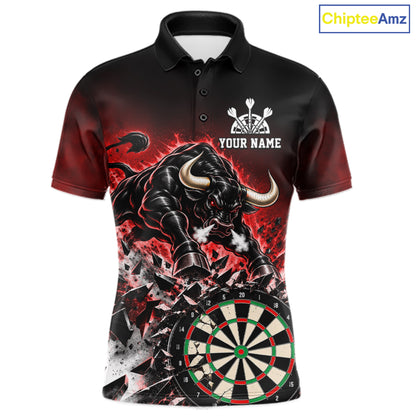 Red Funny Crack Dartboard Bull Darts Shirt For Men Custom Darts League Team Jersey Polo, 1/4 Zip TDM7860