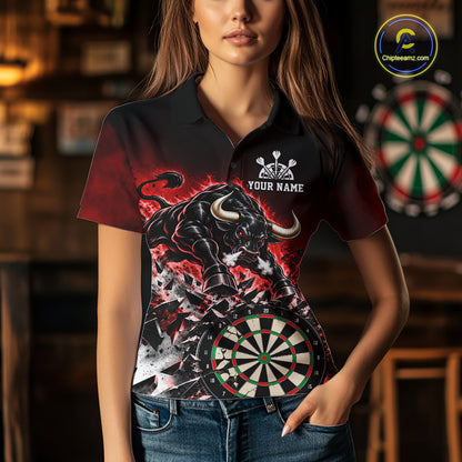 Red Funny Crack Dartboard Bull Darts Shirt For Women Custom Darts League Team Jersey Polo, 1/4 Zip TDM7860
