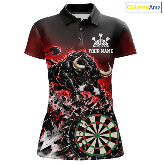 Red Funny Crack Dartboard Bull Darts Shirt For Women Custom Darts League Team Jersey Polo, 1/4 Zip TDM7860
