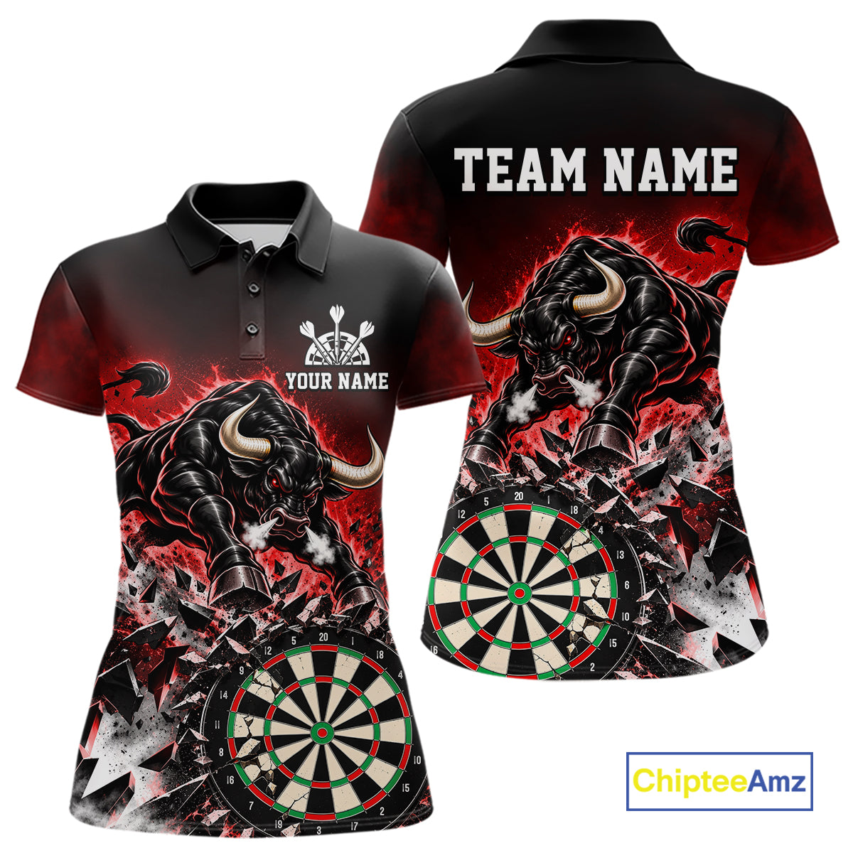Red Funny Crack Dartboard Bull Darts Shirt For Women Custom Darts League Team Jersey Polo, 1/4 Zip TDM7860