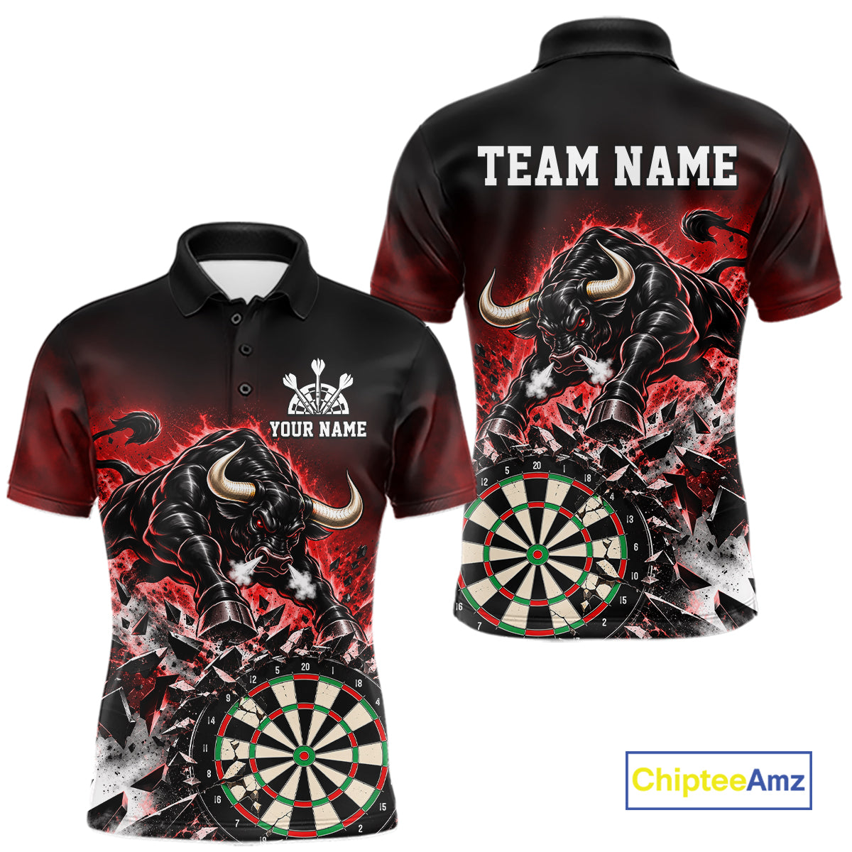 Red Funny Crack Dartboard Bull Darts Shirt For Men Custom Darts League Team Jersey Polo, 1/4 Zip TDM7860