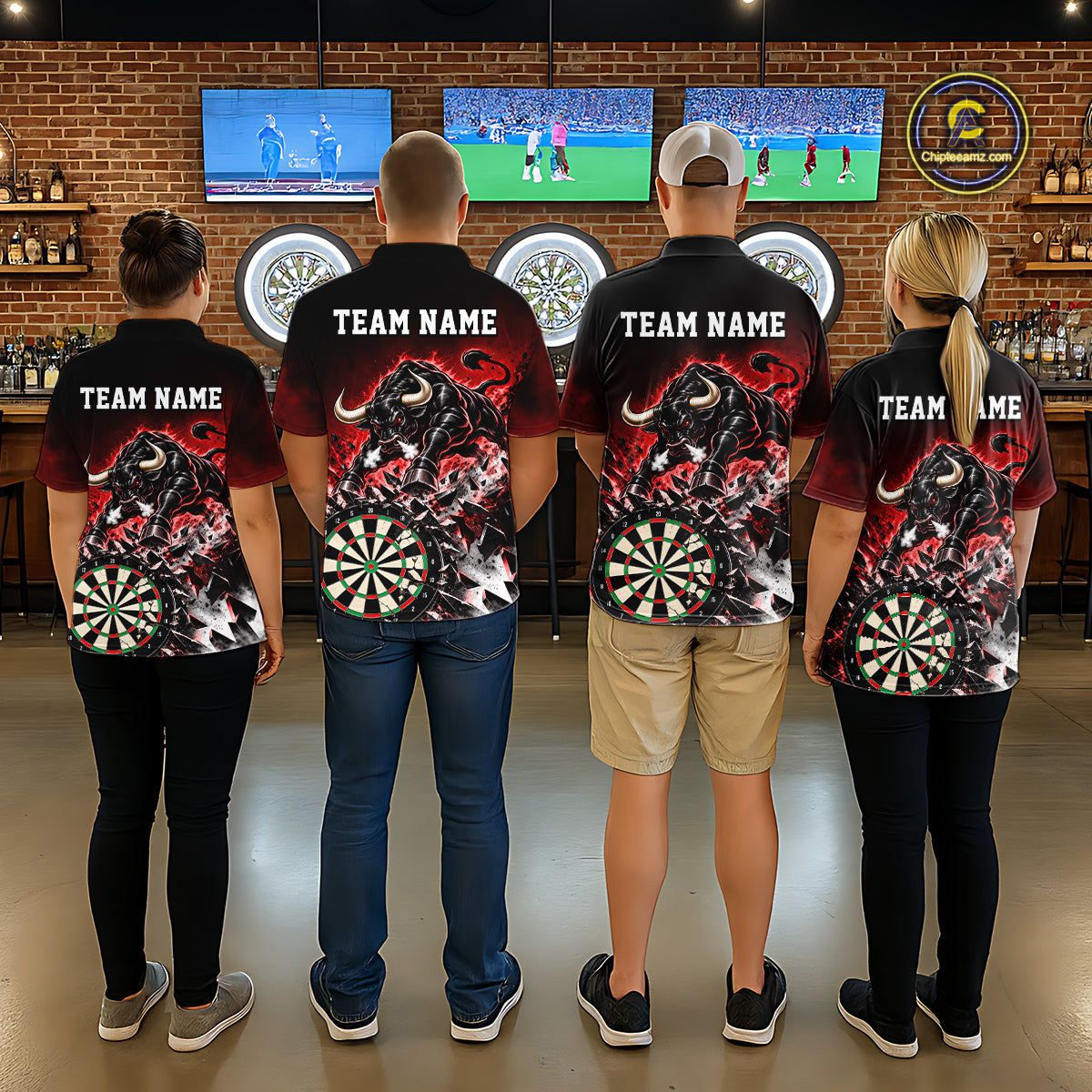 Red Funny Crack Dartboard Bull Darts Shirt For Men Custom Darts League Team Jersey Polo, 1/4 Zip TDM7860