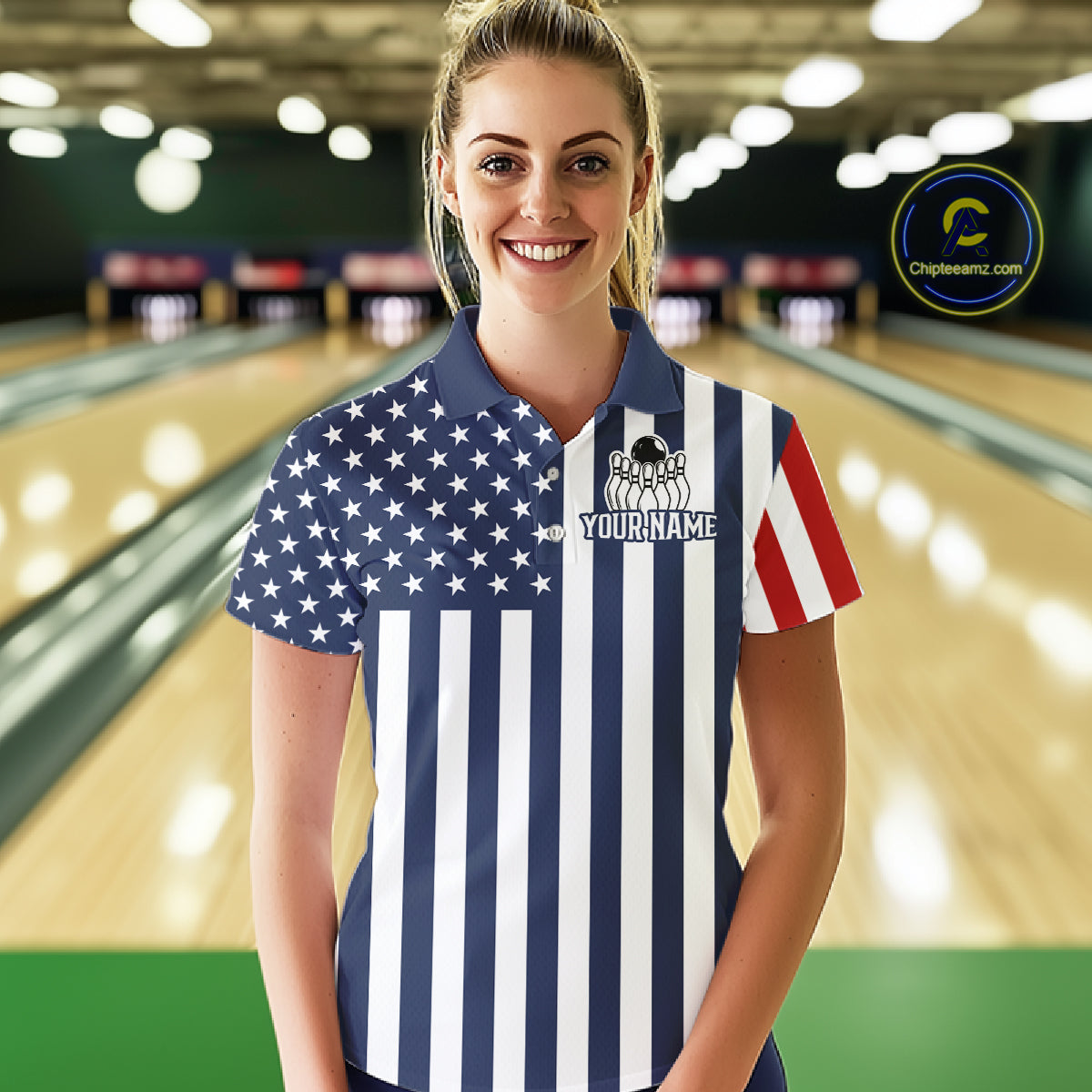 Custom Bowling Balls American Flag Bowling Shirt For Women, Patriotic Bowling Jersey Polo & 1/4 Zip TDM6517