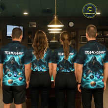 Load image into Gallery viewer, Turquoise Flaming Grim Reaper Billiard Shirt For Men Custom Pool Team Jersey Polo &amp; Quarter Zip TDM5740