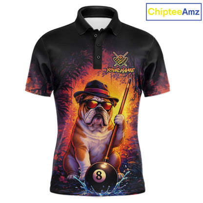 Personalized Vintage Funny Bulldog 8 Ball Billiard Shirt For Men, Pool Team Jersey Polo & 1/4 Zip TDM7515