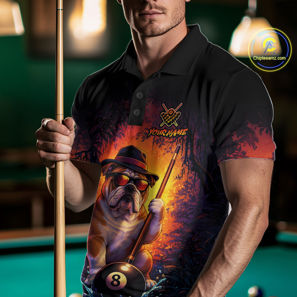 Personalized Vintage Funny Bulldog 8 Ball Billiard Shirt For Men, Pool Team Jersey Polo & 1/4 Zip TDM7515