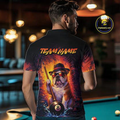 Personalized Vintage Funny Bulldog 8 Ball Billiard Shirt For Men, Pool Team Jersey Polo & 1/4 Zip TDM7515