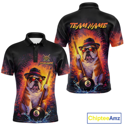 Personalized Vintage Funny Bulldog 8 Ball Billiard Shirt For Men, Pool Team Jersey Polo & 1/4 Zip TDM7515