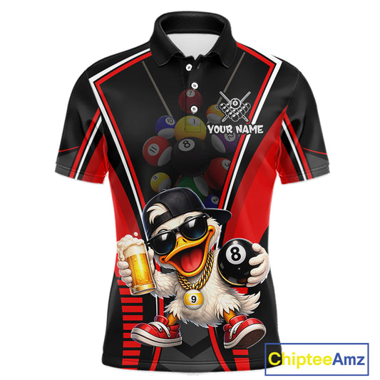 Funny Duck 8 Ball Pool Billiard Shirt For Men Custom Billiard Team Jersey Polo & 1/4 Zip TDM6101