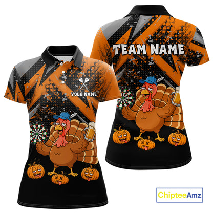 Personalized Funny Drunk Turkey Darts Jersey For Women Custom Pumpkin Thanksgiving Darts Team Shirts TDM7268