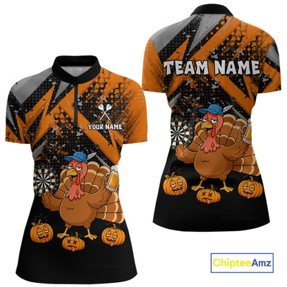 Personalized Funny Drunk Turkey Darts Jersey For Women Custom Pumpkin Thanksgiving Darts Team Shirts TDM7268