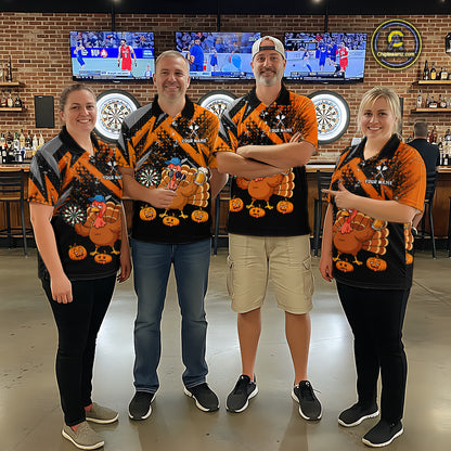 Personalized Funny Drunk Turkey Darts Jersey For Men Custom Pumpkin Thanksgiving Darts Team Shirts TDM7268