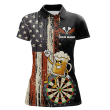 Load image into Gallery viewer, Vintage American Flag Funny Beer Darts Shirt For Women Custom Darts Jersey Team Polo &amp; 1/4 Zip TDM5950