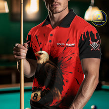 Load image into Gallery viewer, Red 8 Ball Pool Eagle Paint Splash Billiard Shirt For Men Custom Billiard Jersey Polo &amp; 1/4 Zip TDM5492