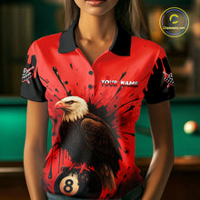 Load image into Gallery viewer, Red 8 Ball Pool Eagle Paint Splash Billiard Shirt For Women Custom Billiard Jersey Polo &amp; 1/4 Zip TDM5492