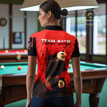 Load image into Gallery viewer, Red 8 Ball Pool Eagle Paint Splash Billiard Shirt For Women Custom Billiard Jersey Polo &amp; 1/4 Zip TDM5492