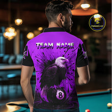 Load image into Gallery viewer, Purple 8 Ball Pool Eagle Paint Splash Billiard Shirt For Men Custom Billiard Jersey Polo &amp; 1/4 Zip TDM5493