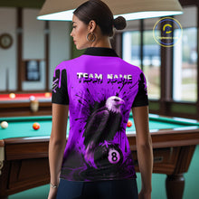 Load image into Gallery viewer, Purple 8 Ball Pool Eagle Paint Splash Billiard Shirt For Women Custom Billiard Jersey Polo &amp; 1/4 Zip TDM5493