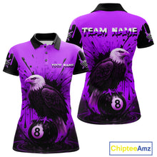 Load image into Gallery viewer, Purple 8 Ball Pool Eagle Paint Splash Billiard Shirt For Women Custom Billiard Jersey Polo &amp; 1/4 Zip TDM5493