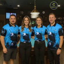 Load image into Gallery viewer, Blue 8 Ball Pool Eagle Paint Splash Billiard Shirt For Men Custom Billiard Jersey Polo &amp; 1/4 Zip TDM5494