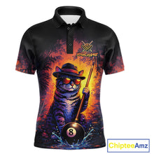 Load image into Gallery viewer, Personalized Vintage Funny Cat 8 Ball Billiard Shirt For Men, Pool Team Jersey Polo &amp; 1/4 Zip TDM5751