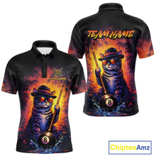 Load image into Gallery viewer, Personalized Vintage Funny Cat 8 Ball Billiard Shirt For Men, Pool Team Jersey Polo &amp; 1/4 Zip TDM5751