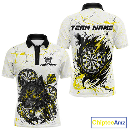 White Grunge Wolf Dart Shirt & Pocket Option Custom Men's Dart Jersey|Yellow TDM7290