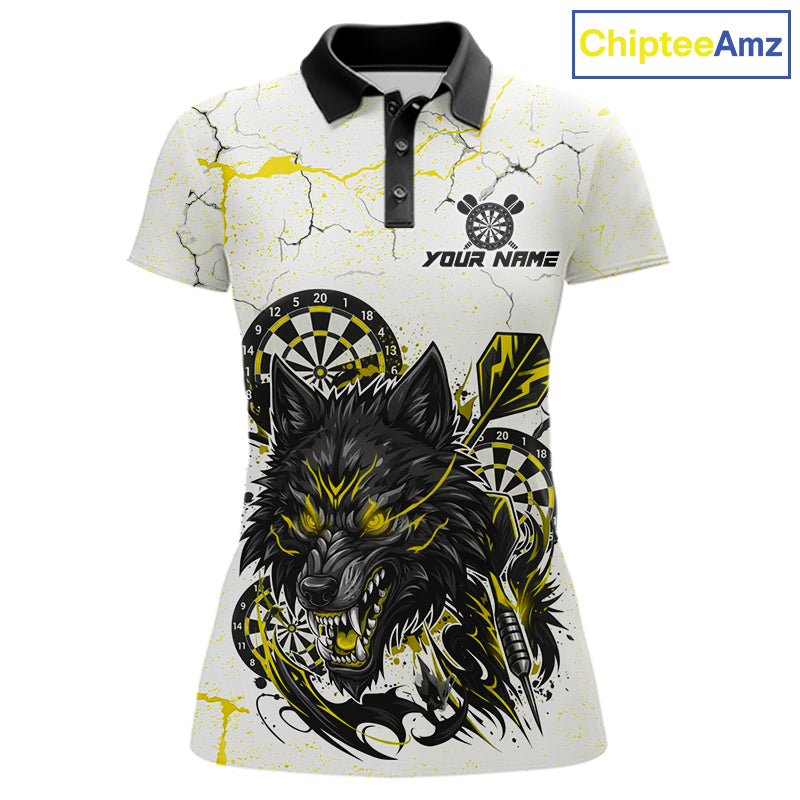 White Grunge Wolf Dart Shirt & Pocket Option Custom Women's Dart Jersey|Yellow TDM7290