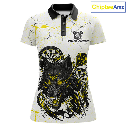 White Grunge Wolf Dart Shirt & Pocket Option Custom Women's Dart Jersey|Yellow TDM7290