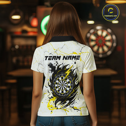 White Grunge Wolf Dart Shirt & Pocket Option Custom Women's Dart Jersey|Yellow TDM7290