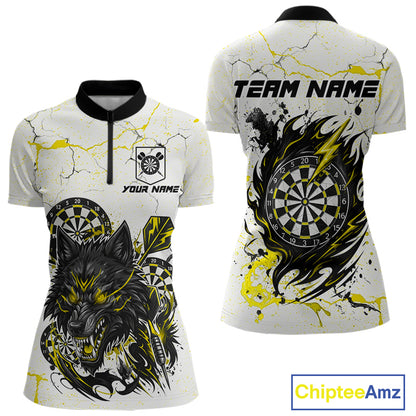 White Grunge Wolf Dart Shirt & Pocket Option Custom Women's Dart Jersey|Yellow TDM7290