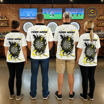 White Grunge Wolf Dart Shirt & Pocket Option Custom Men's Dart Jersey|Yellow TDM7290