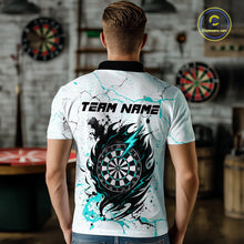Load image into Gallery viewer, White Grunge Wolf Dart Shirt &amp; Pocket Option Custom Men Dart Jersey|Turquoise TDM5510