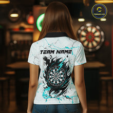 Load image into Gallery viewer, White Grunge Wolf Dart Shirt &amp; Pocket Option Custom Women Dart Jersey|Turquoise TDM5510