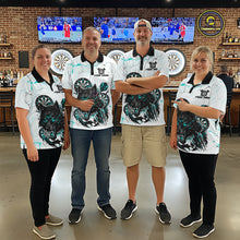 Load image into Gallery viewer, White Grunge Wolf Dart Shirt &amp; Pocket Option Custom Women Dart Jersey|Turquoise TDM5510