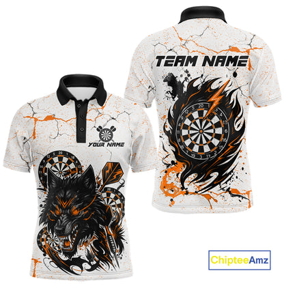 White Grunge Wolf Dart Shirt & Pocket Option Custom Men's Dart Jersey|Orange TDM5511