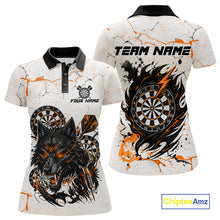 Load image into Gallery viewer, White Grunge Wolf Dart Shirt &amp; Pocket Option Custom Women's Dart Jersey|Orange TDM5511