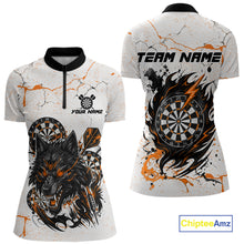 Load image into Gallery viewer, White Grunge Wolf Dart Shirt &amp; Pocket Option Custom Women's Dart Jersey|Orange TDM5511