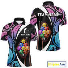 Load image into Gallery viewer, Personalized Tribal 9 Ball Billiard Shirt For Men Custom 9 Ball Pool Team Jersey Polo &amp; 1/4 Zip TDM6128