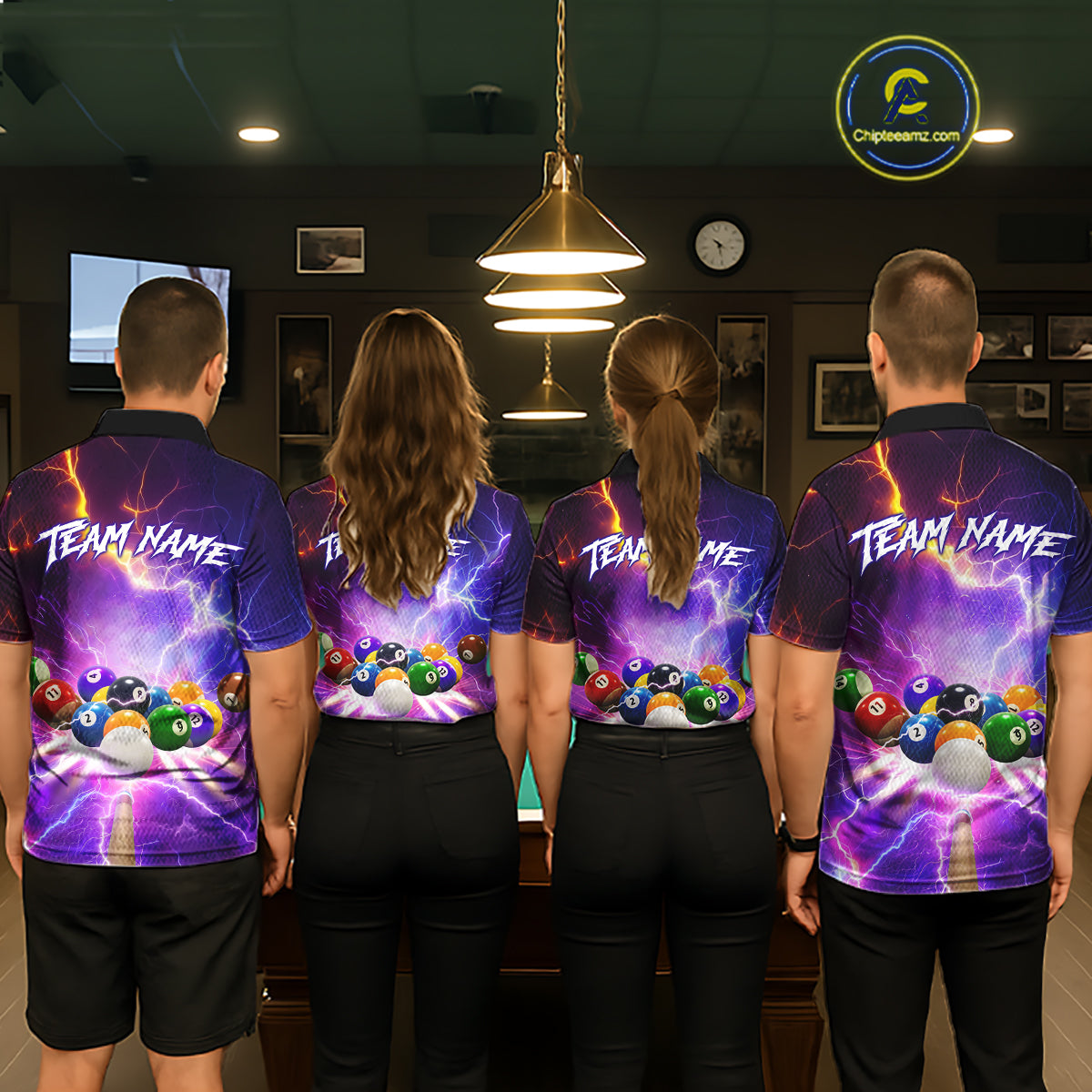 Custom Thunder Lightning Purple Pool Team Shirt For Women, Billiard Jersey Polo & Quarter Zip TDM6133